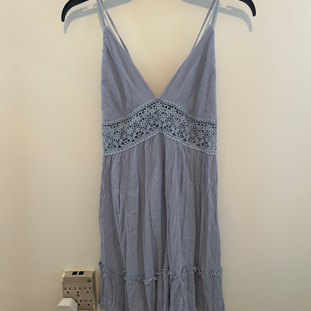 Light Blue Lace Trim Dress